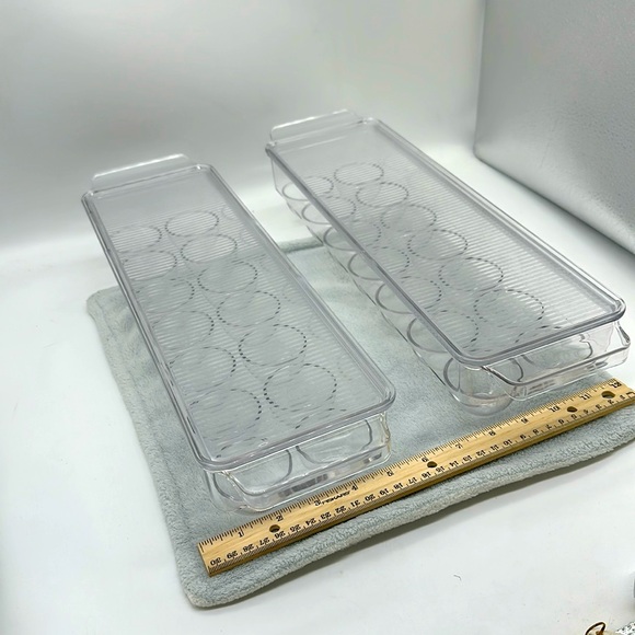 unmarked Other - 14-Count Clear Acrylic Egg Holder/Organizer w/lids & Handles 2-pack Holds 28eggs